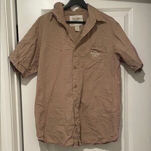 Hard Rock Cafe Beige Cotton button down shirt men’s xl